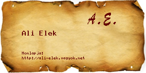 Ali Elek névjegykártya